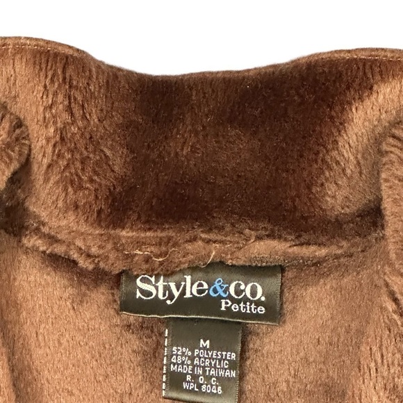 Style & Co. Brown Luxe Suede, Fleece Lined Vest, MP - Picture 3 of 9